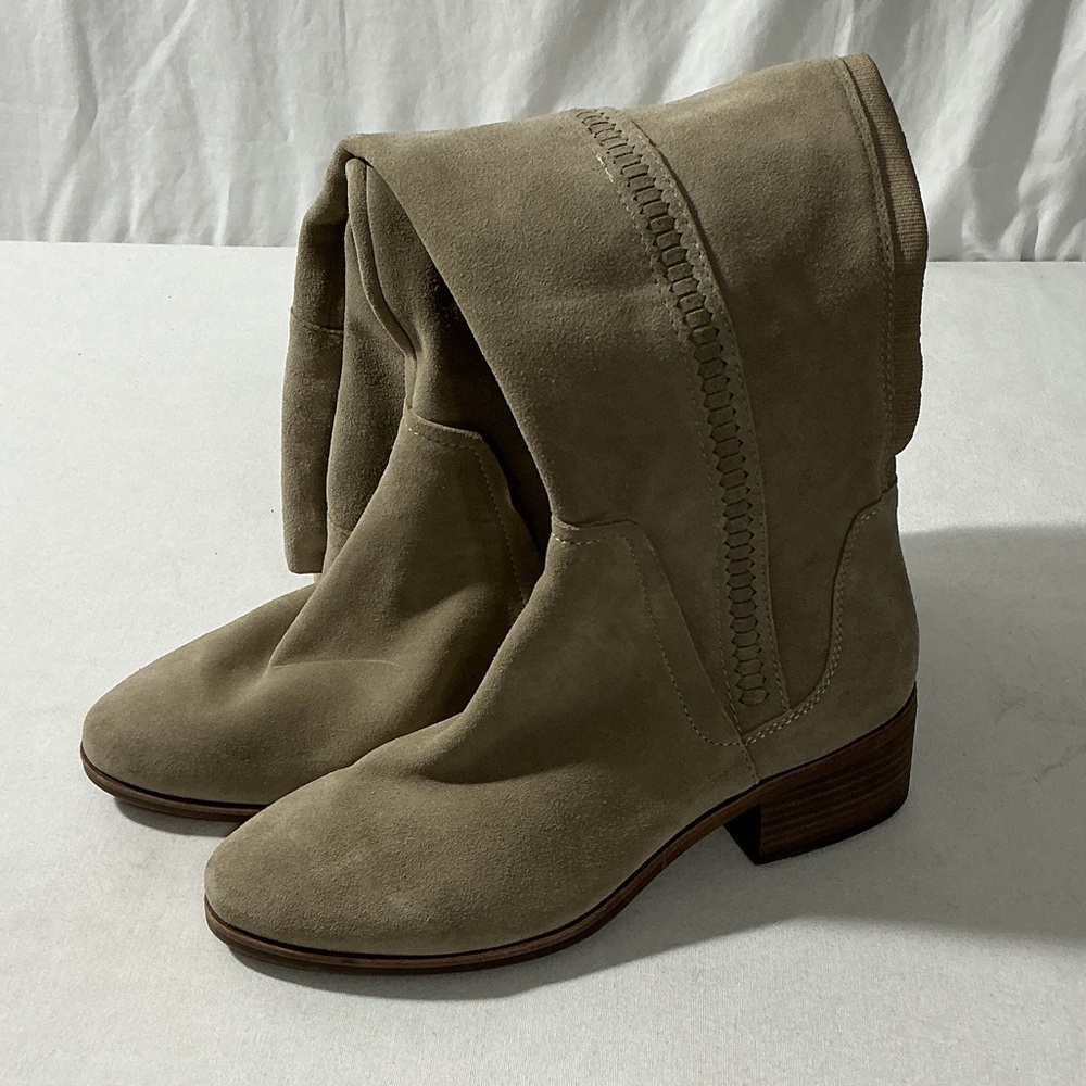 Vince Camuto Taupe Suede Fold-Over Ankle Boots